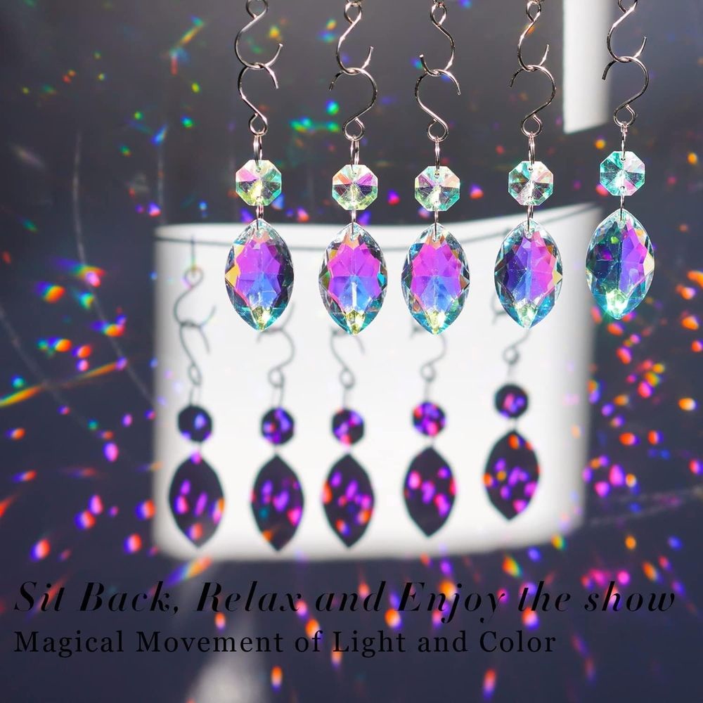15PCS Chandelier Crystals,38mm Colorful Teardrop Crystal Chandelier Pendants Parts Beads,Hanging Crystals for Chandeliers
