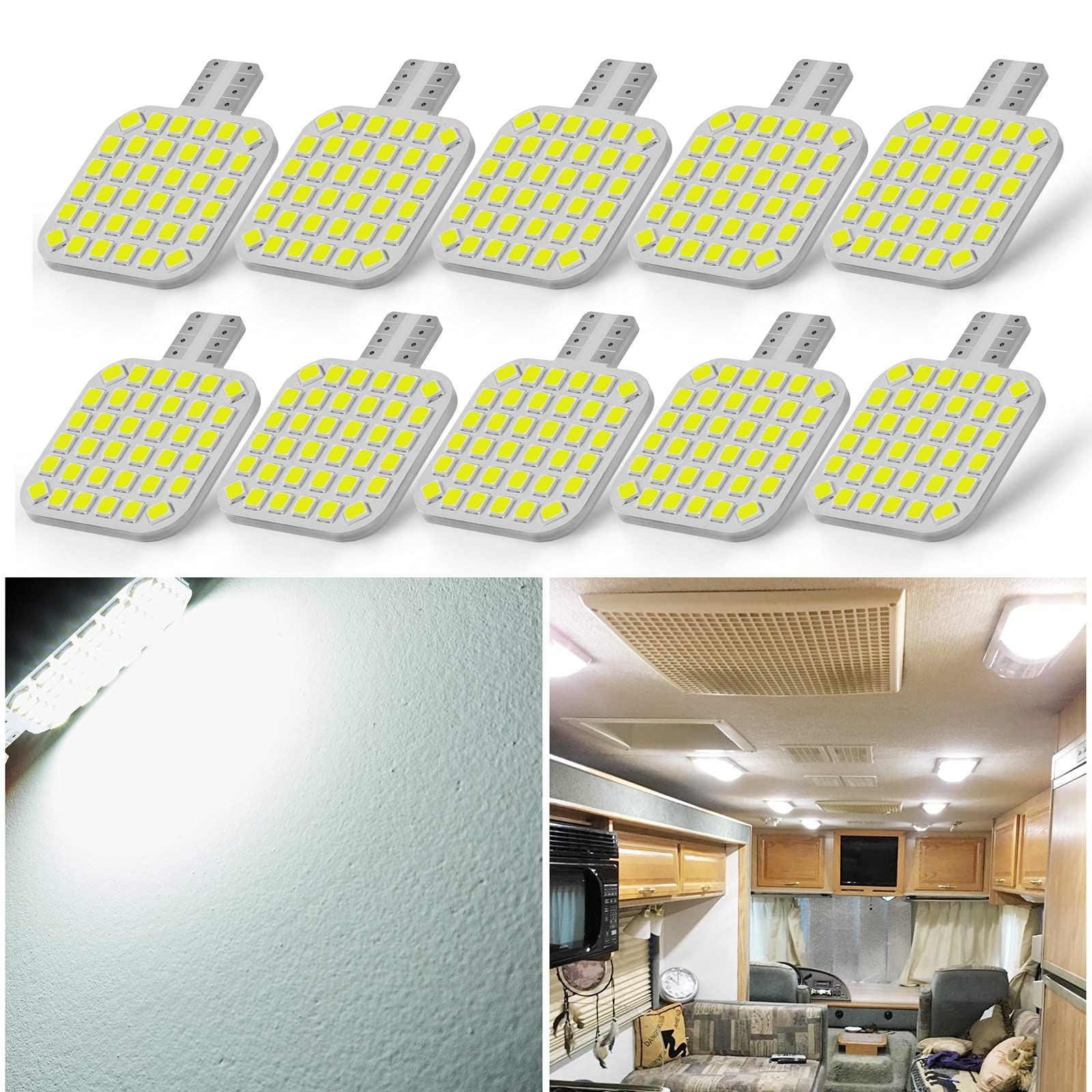 Super Bright T10 2835 36SMD LED Bulbs for 12V RV Ceiling Dome Light RV Interior Lighting Trailer Camper, (Pack of 20)