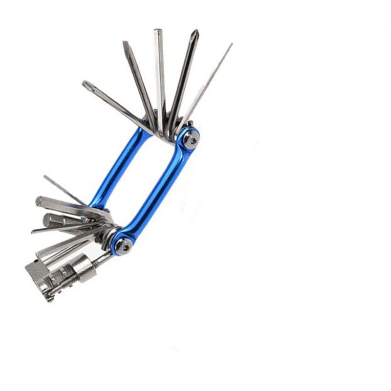 Bike Multitool - Bike Tool Kit -11 In 1 Lightweight Stainless Steel Bicycle Multi tool -  with Chain Clamps, Firm Wrench, Screwdriver, Straight Screwdriver, Hex Key Wrench, （blue）