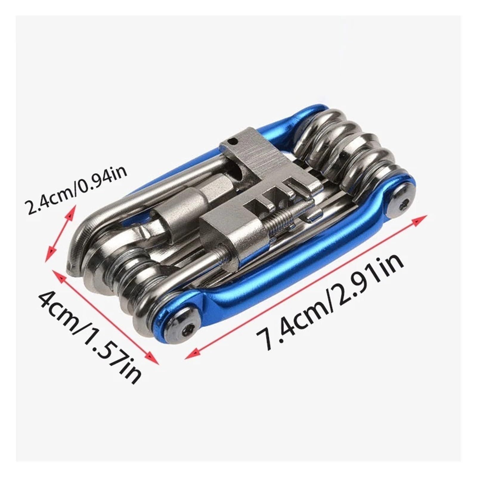 Bike Multitool - Bike Tool Kit -11 In 1 Lightweight Stainless Steel Bicycle Multi tool -  with Chain Clamps, Firm Wrench, Screwdriver, Straight Screwdriver, Hex Key Wrench, （blue）