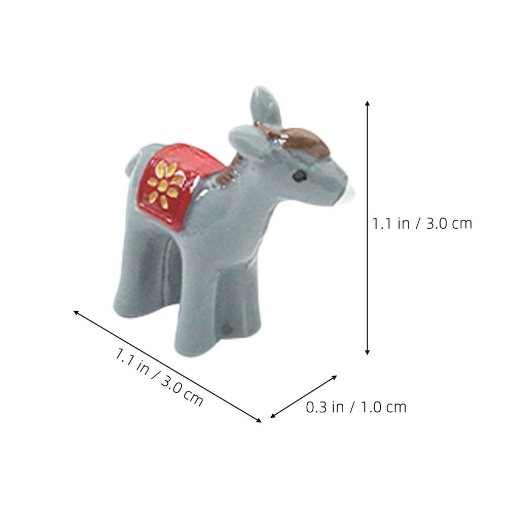 Set of 6 Miniature Dark Grey Resin Donkey Figurines for Outdoor Garden and Home Decoration