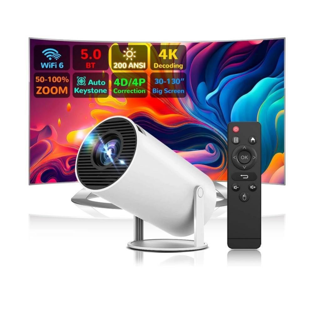 Mini Projector Smart Portable Projector with 180° Rotation, Auto Keystone, Support 1080P, Compatible with HDMI/USB