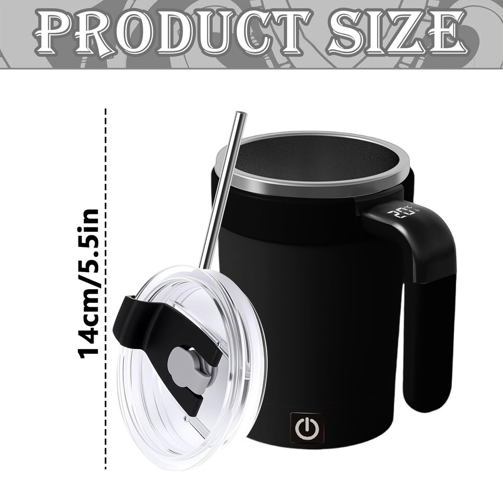Upgraded Automatic Stirring Coffee Mug with Temperature Display & Leakproof Lid, Insulated Cup for School, Home, Office & Travel Use