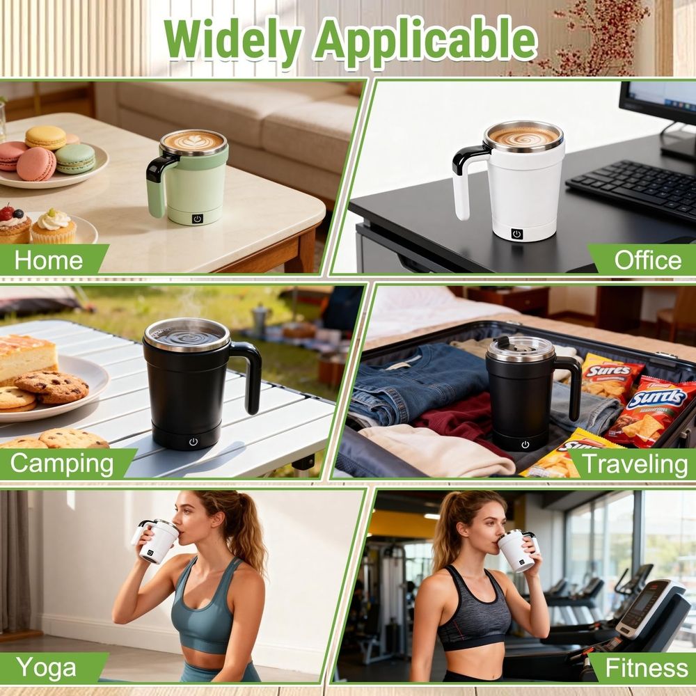Upgraded Automatic Stirring Coffee Mug with Temperature Display & Leakproof Lid, Insulated Cup for School, Home, Office & Travel Use