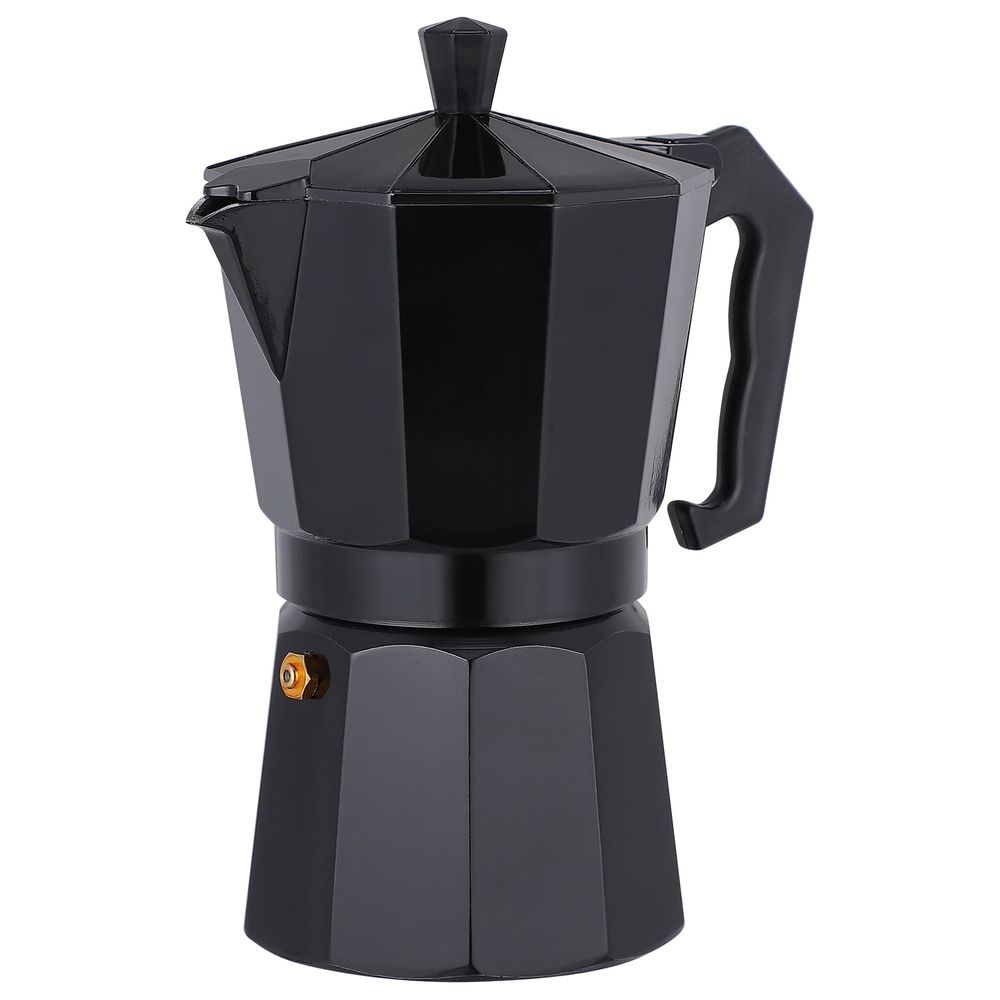 300ml Espresso Maker Aluminum Coffee Pot Brewer, 6 Cup Capacity, Black Finish for Rich Coffee