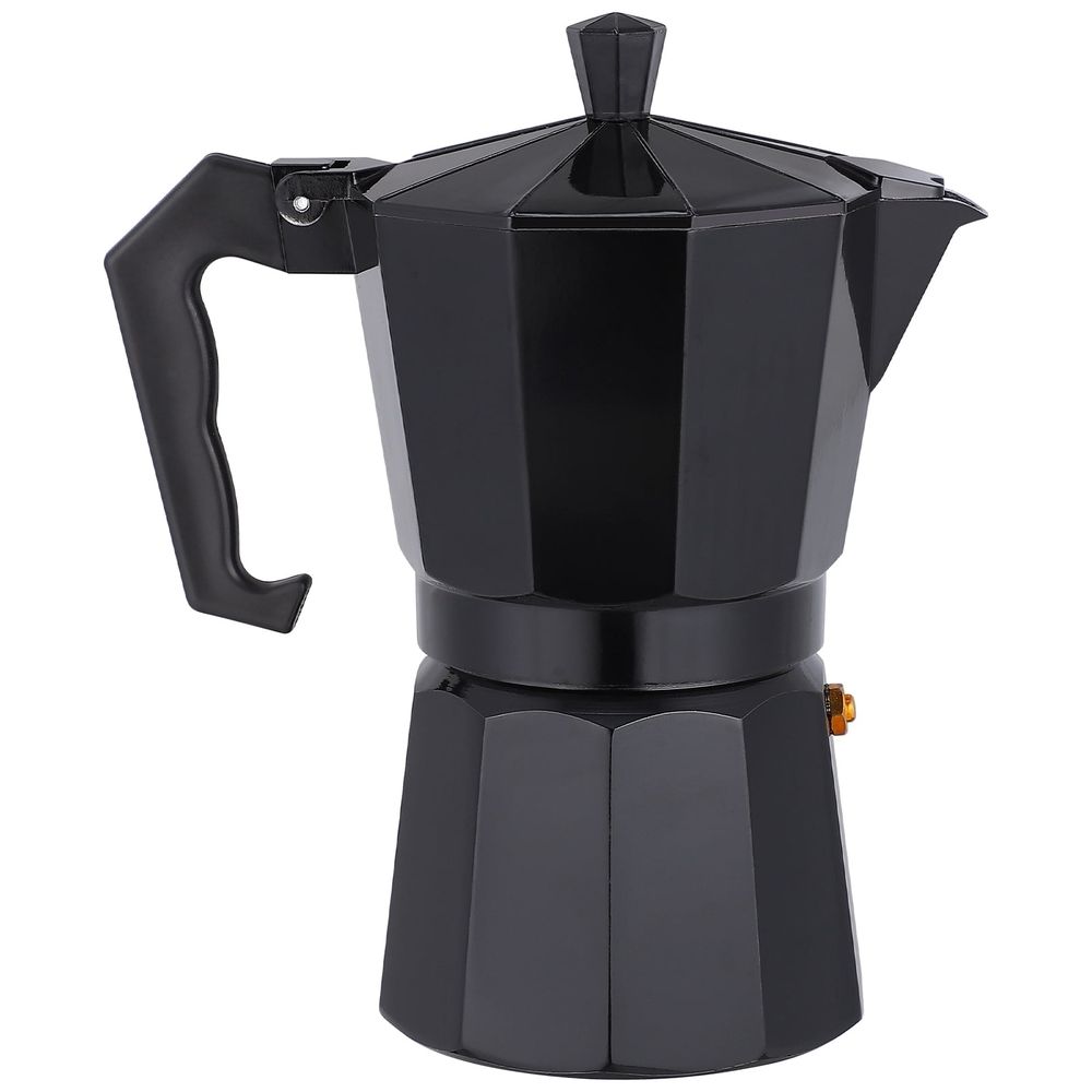 300ml Espresso Maker Aluminum Coffee Pot Brewer, 6 Cup Capacity, Black Finish for Rich Coffee