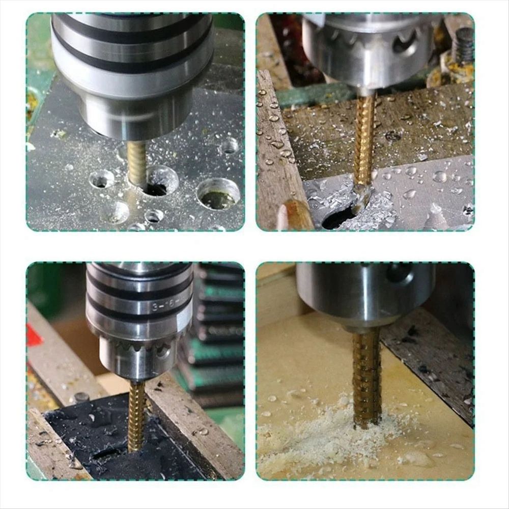 6PCS Set Titanium Coated Drill Bit Spiral Jagged Saw Composite Twist