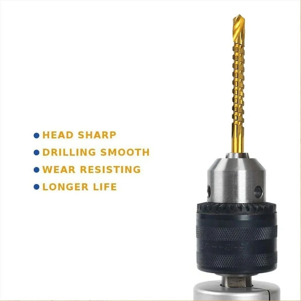 6PCS Set Titanium Coated Drill Bit Spiral Jagged Saw Composite Twist
