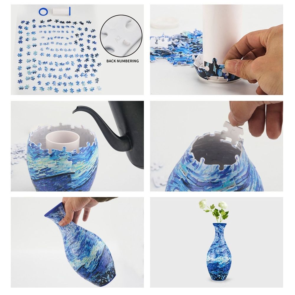 3D Puzzles Vase for Adults, 3D Puzzle Vase, 160 PCS 3D Puzzle Vase for Adults, 9.6*4.3in 3D Puzzle Unique Flower Vase, Gifts for Flower Vase Office Decor and Home Decoration(Flowers)