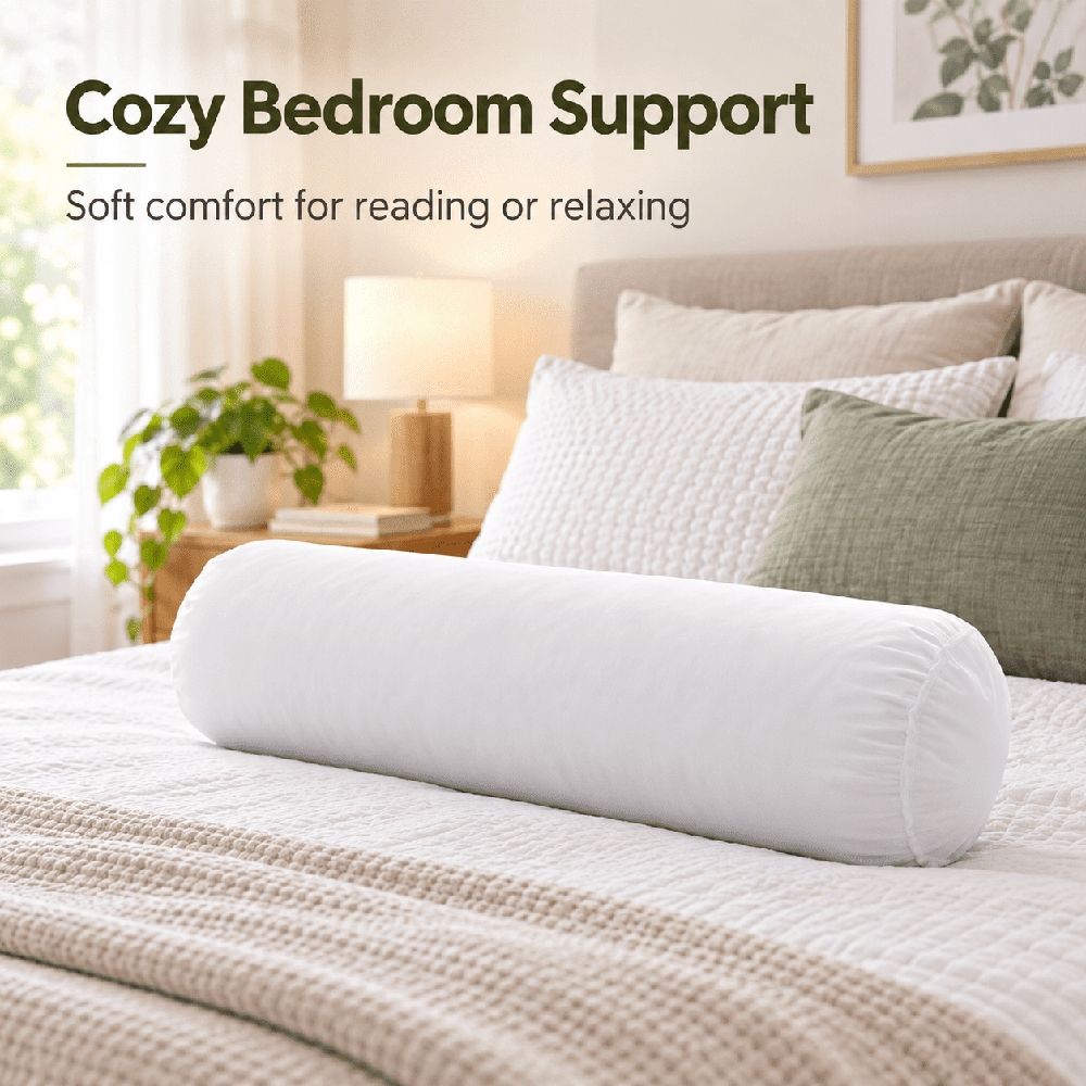 Pillow, Cervical Fiberfill Neckroll Pillow Insert (23"x8") - Replacement Neck Roll for Bed Pillow - Orthopedic-Grade Soft Fiber - Promotes Neck and Posture