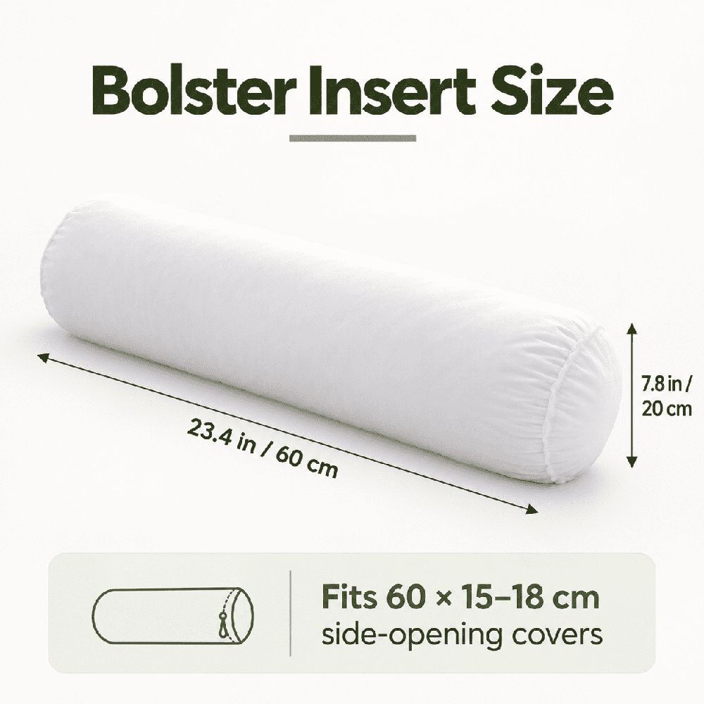 Pillow, Cervical Fiberfill Neckroll Pillow Insert (23"x8") - Replacement Neck Roll for Bed Pillow - Orthopedic-Grade Soft Fiber - Promotes Neck and Posture