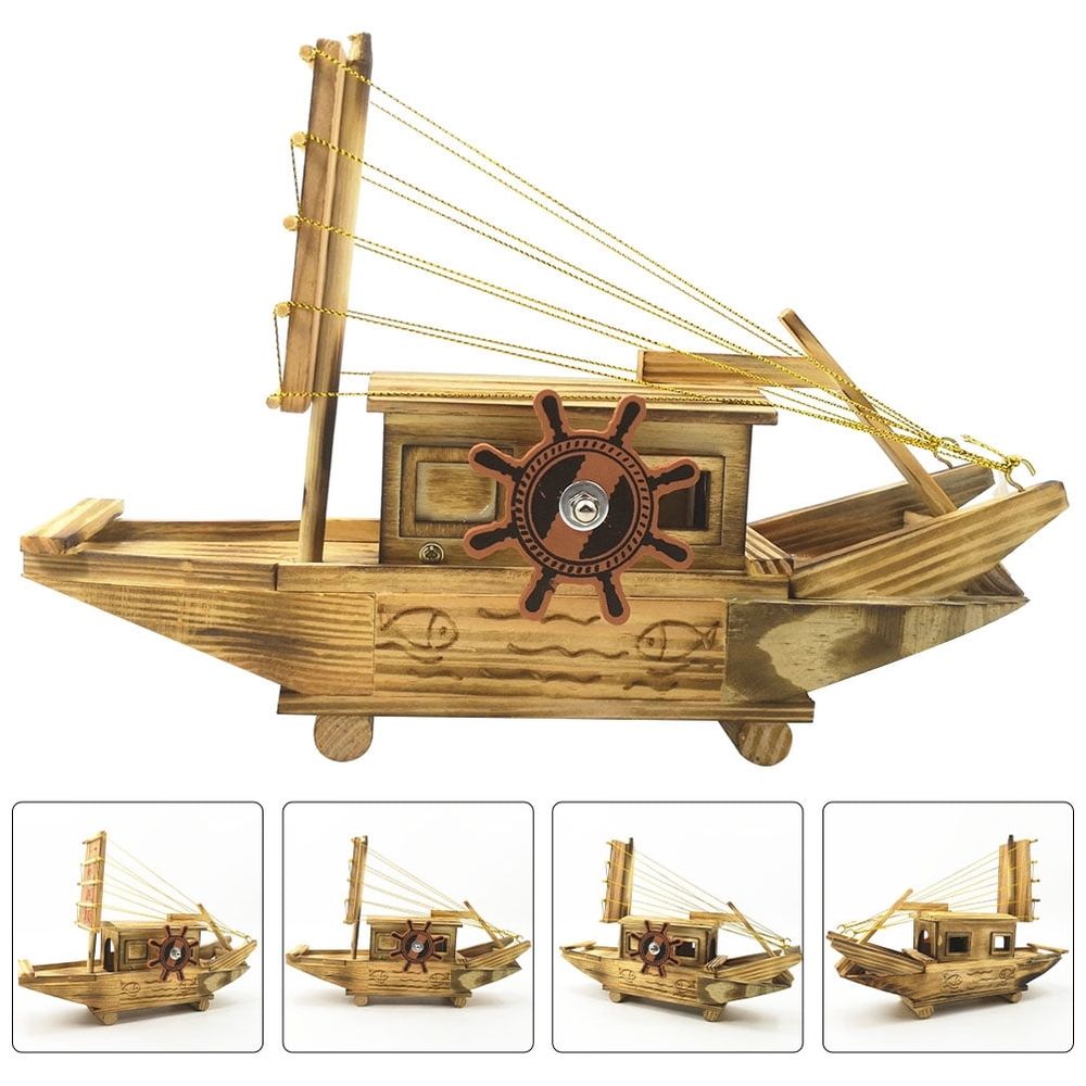 1Pc Handmade Wooden Sailboat Model Multi Color for Home and Office Decoration