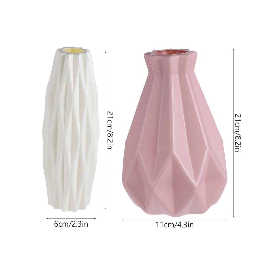Modern Geometric Flower Vase in Multiple Colors, Premium Plastic Decorative Storage Container for Home and Office
