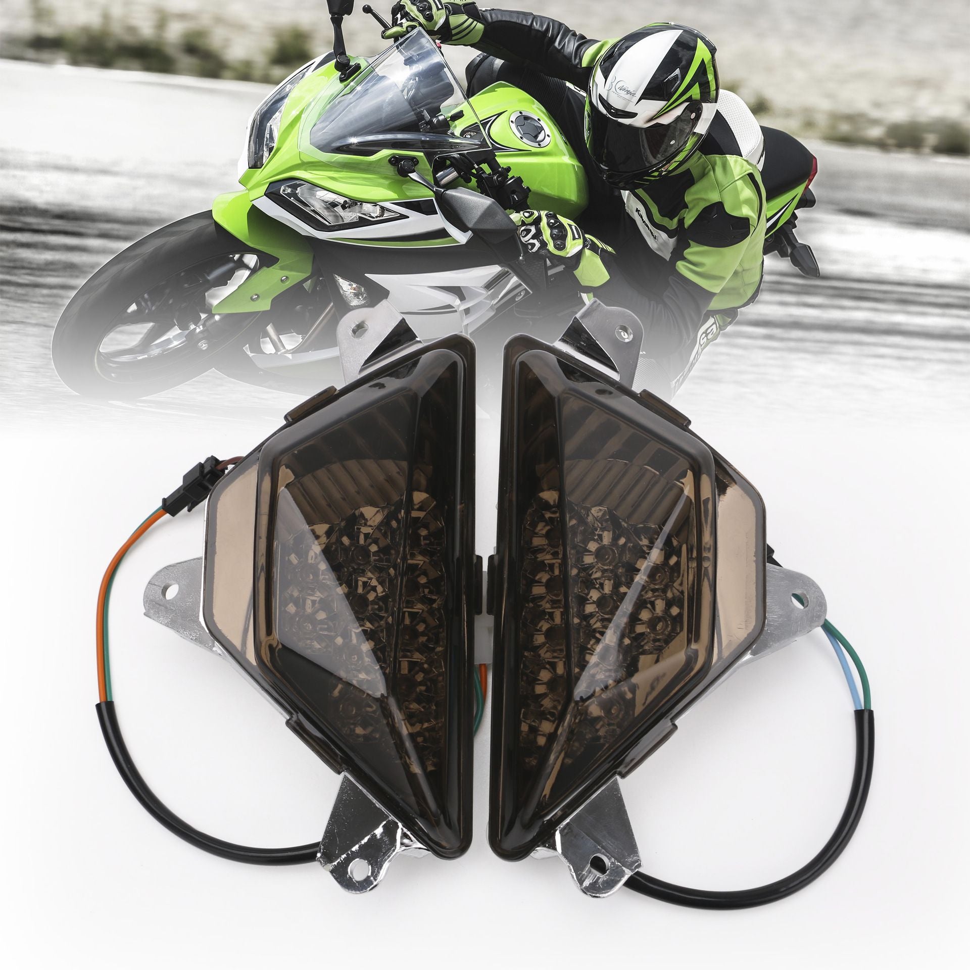 Motorcycle Front LED Turn Signal Light Lamp fits for NINJA250 NINJA300 2013-2018, NINJA 400 2018-2022, NINJA 650 2018-2022
