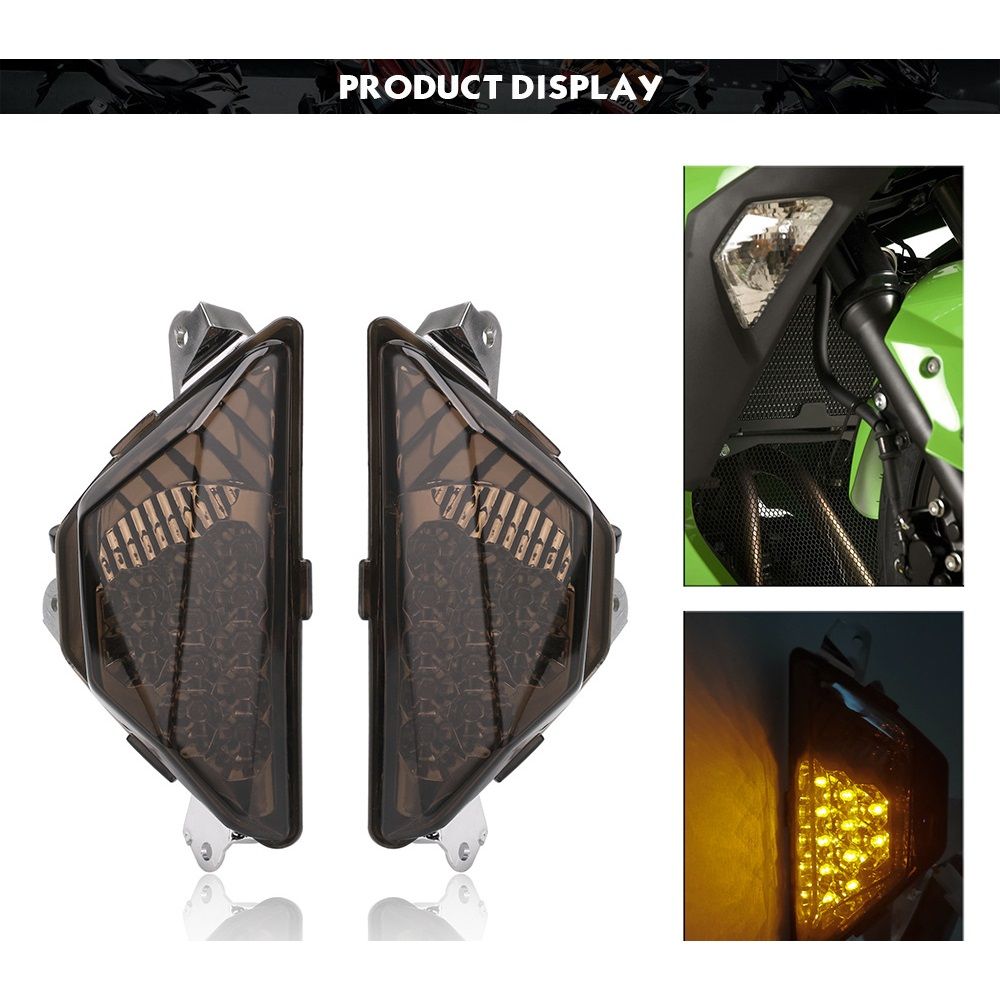 Motorcycle Front LED Turn Signal Light Lamp fits for NINJA250 NINJA300 2013-2018, NINJA 400 2018-2022, NINJA 650 2018-2022