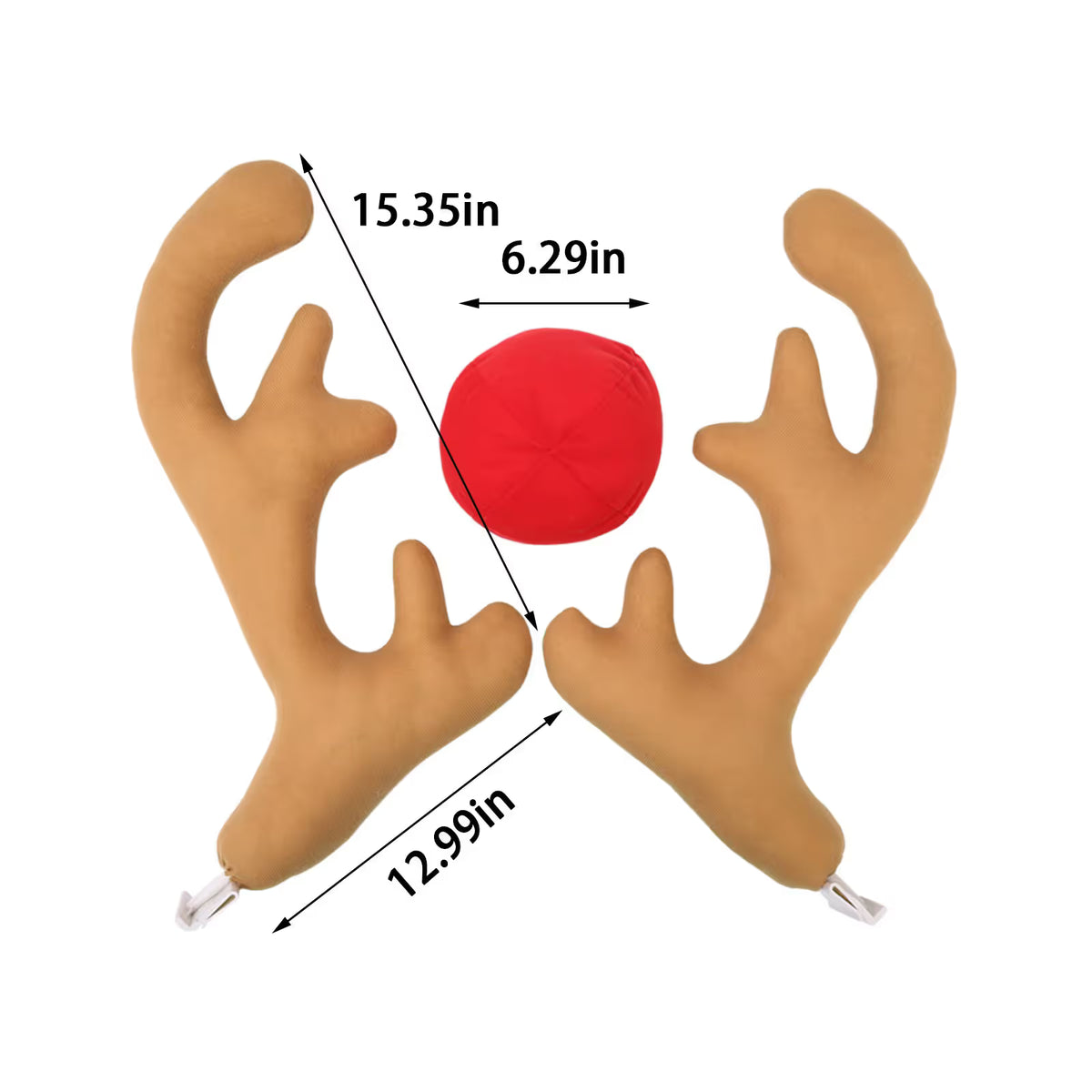 Car Reindeer Antlers & Nose - Window Roof-Top & Reindeer Jingle Bell Christmas Costume - Auto Accessories Decoration Kit Best for Car SUV Van Truck, Xmas Gift Set