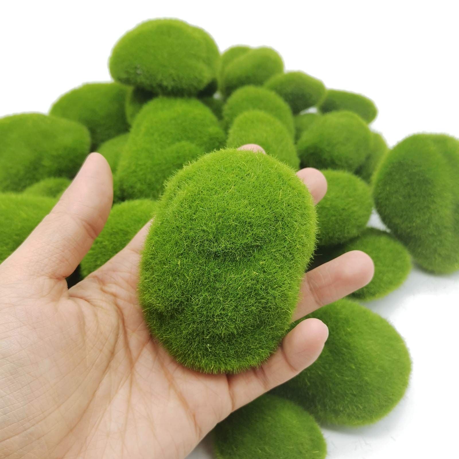 40Pcs Artificial Moss Rocks (4 Sizes), Green Moss Decor for Floral Arrangements, Fairy Gardens and Crafting