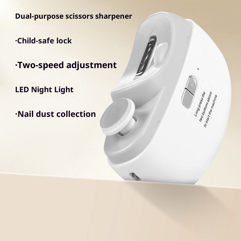 Electric Nail Clippers Upgraded 2 in 1 Automatic with polishing, dust Storage & led Light, Automatic Electric Nail File and Trimmer for Women Kids Seniors Baby, Type-C Charging,2 Speeds(White)