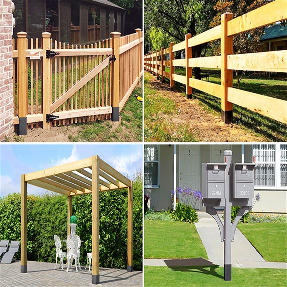 Adjustable Post Protector, 304 Stainless Steel Mailbox Post Protector, Post Sleeve Post Base Protectors for Wooden Mailbox, Deck Railing, Fences, Pergolas, Gazebos, Swing - Black