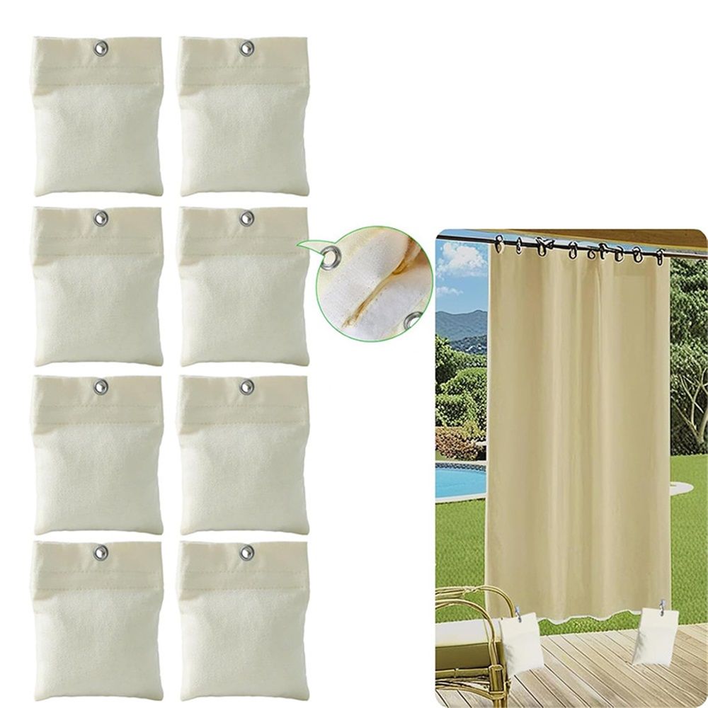 8 Pack Outdoor Curtain Weights, 15oz Outdoor Curtain Sandbag Weighted Bags Drapery Weights Bottom Patio Curtain Weights Bags Holder Clip for Pergola Drapes Cabana Gazebo Garden