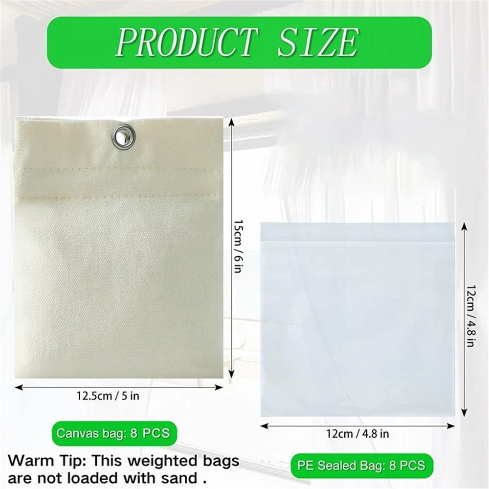8 Pack Outdoor Curtain Weights, 15oz Outdoor Curtain Sandbag Weighted Bags Drapery Weights Bottom Patio Curtain Weights Bags Holder Clip for Pergola Drapes Cabana Gazebo Garden