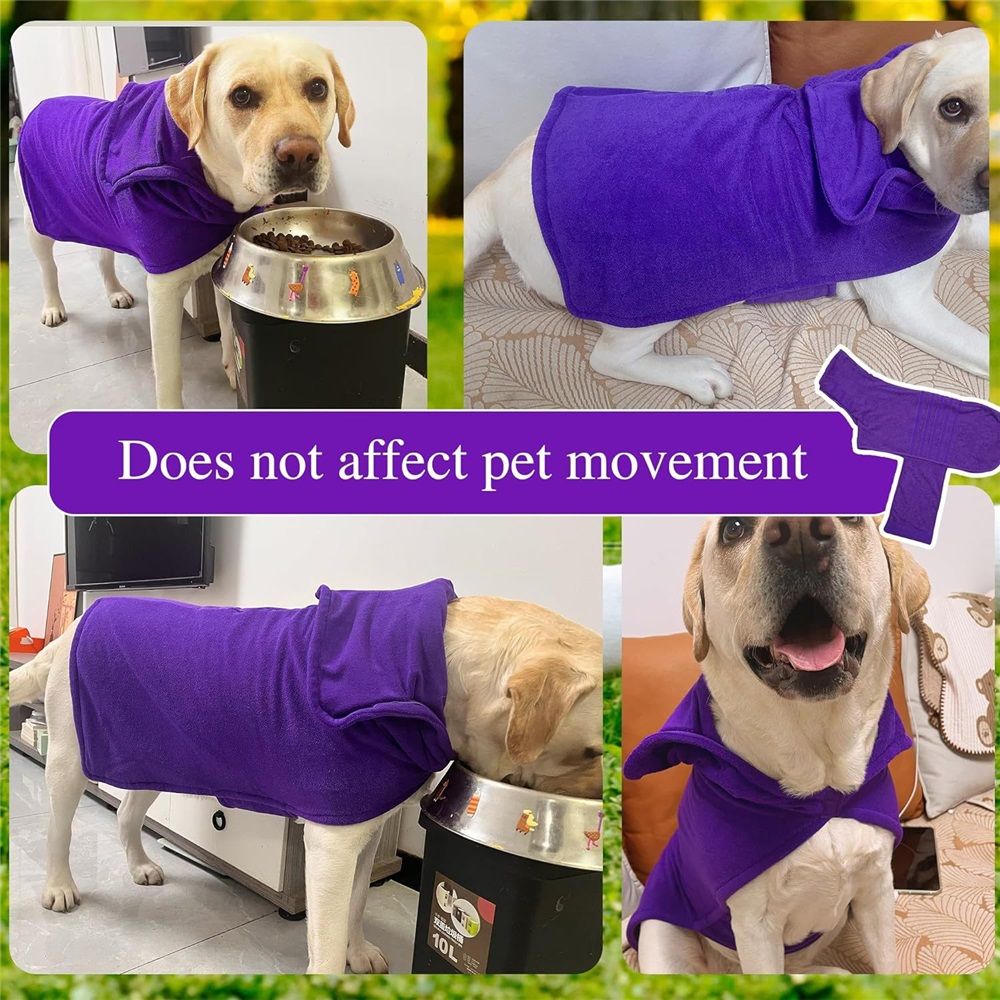 Dog Bathrobe, Super Absorbent Microfiber Robe Towel for Quick Drying, Comfortable Soft Dog Drying Coat with Adjustable Belly Strap, Ideal for Baths, Swimming, Rainy Walks, and Keeping Warm（S）