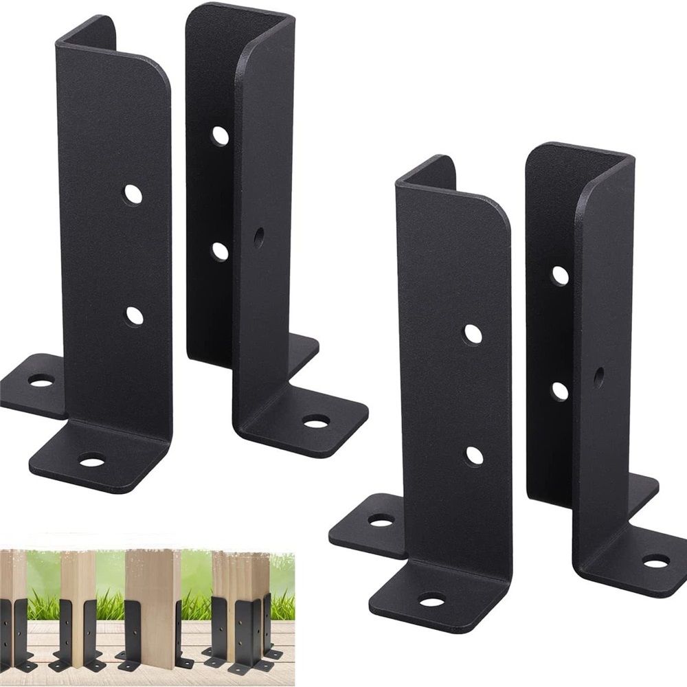 4Pcs Adjustable Deck Post Anchor Base Brackets Fit 1.5x1.5, 2x2, 2x4, 4x4 Post,Heavy Duty Reversible Wood Fence Post Base Brackets kit for Pergola Railing Mailbox（2 pairs,Excluding screws）