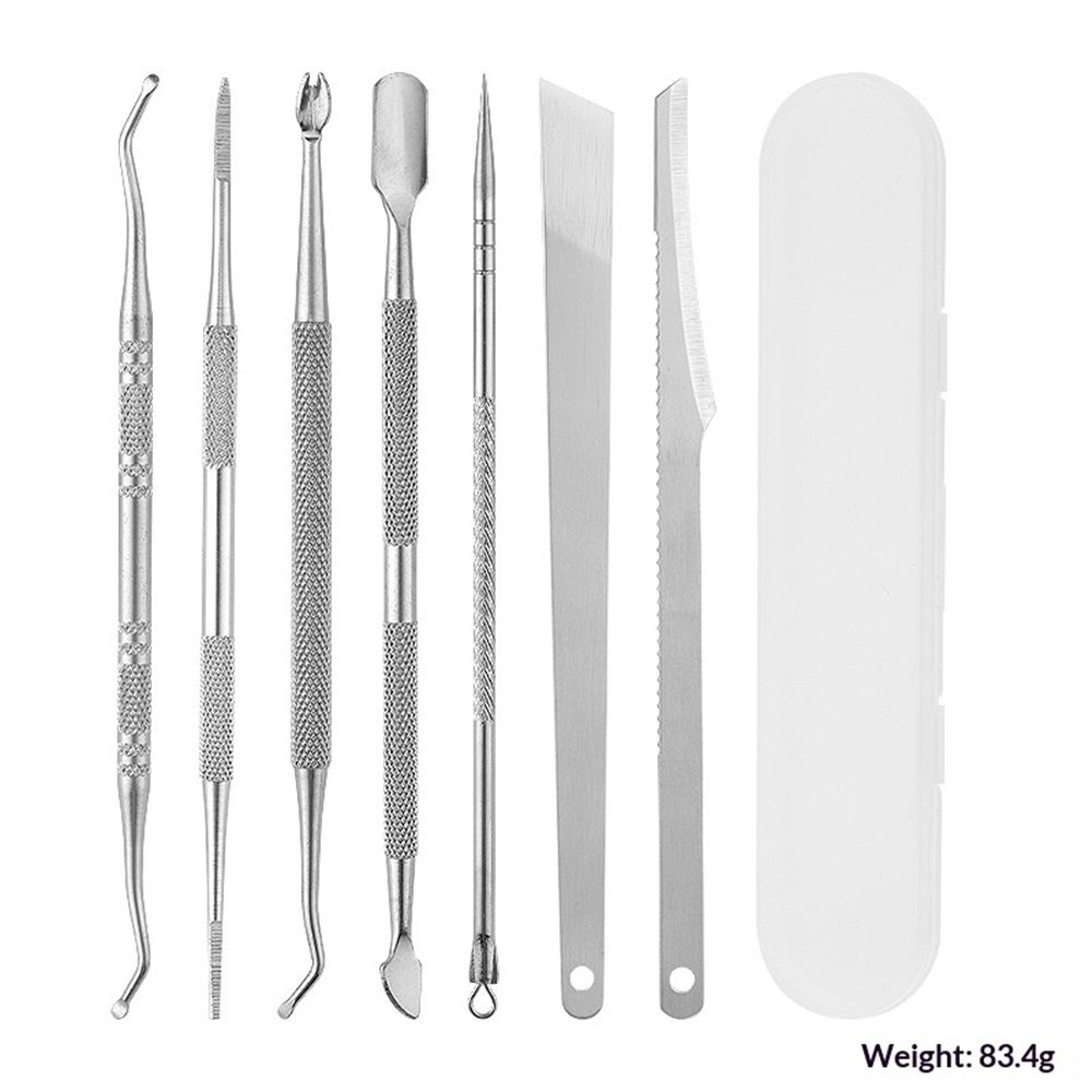 2 set Toenail Pedicure Tool Kit 7pcs Nail Manicure Kit Stainless Steel Nail Care Treatment for Nail Correction Polish Pain Relief true color 7 Piece Set