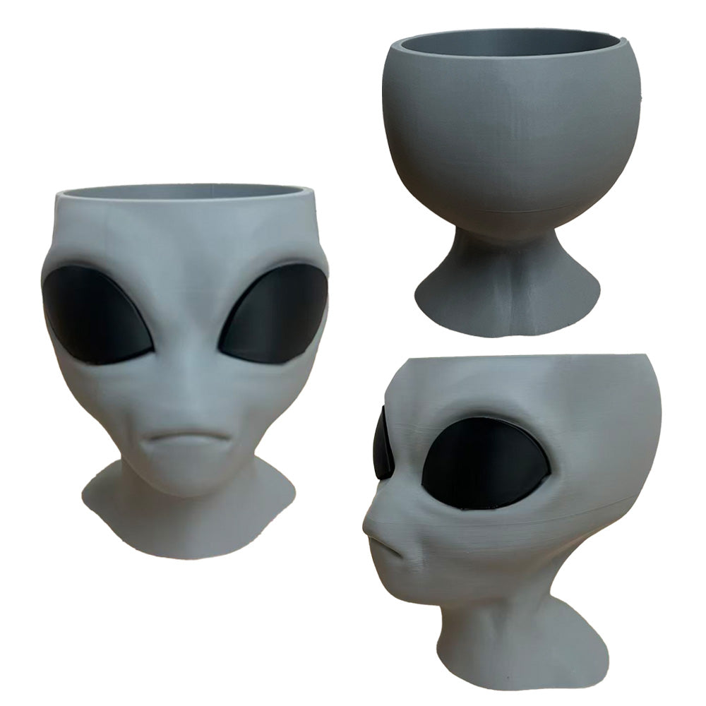 Alien Planter - Alien Bust Plant Pot - Scifi Indoor Planters - Space Indoor Home Decor - Cool Planters - Office Plant（grey）