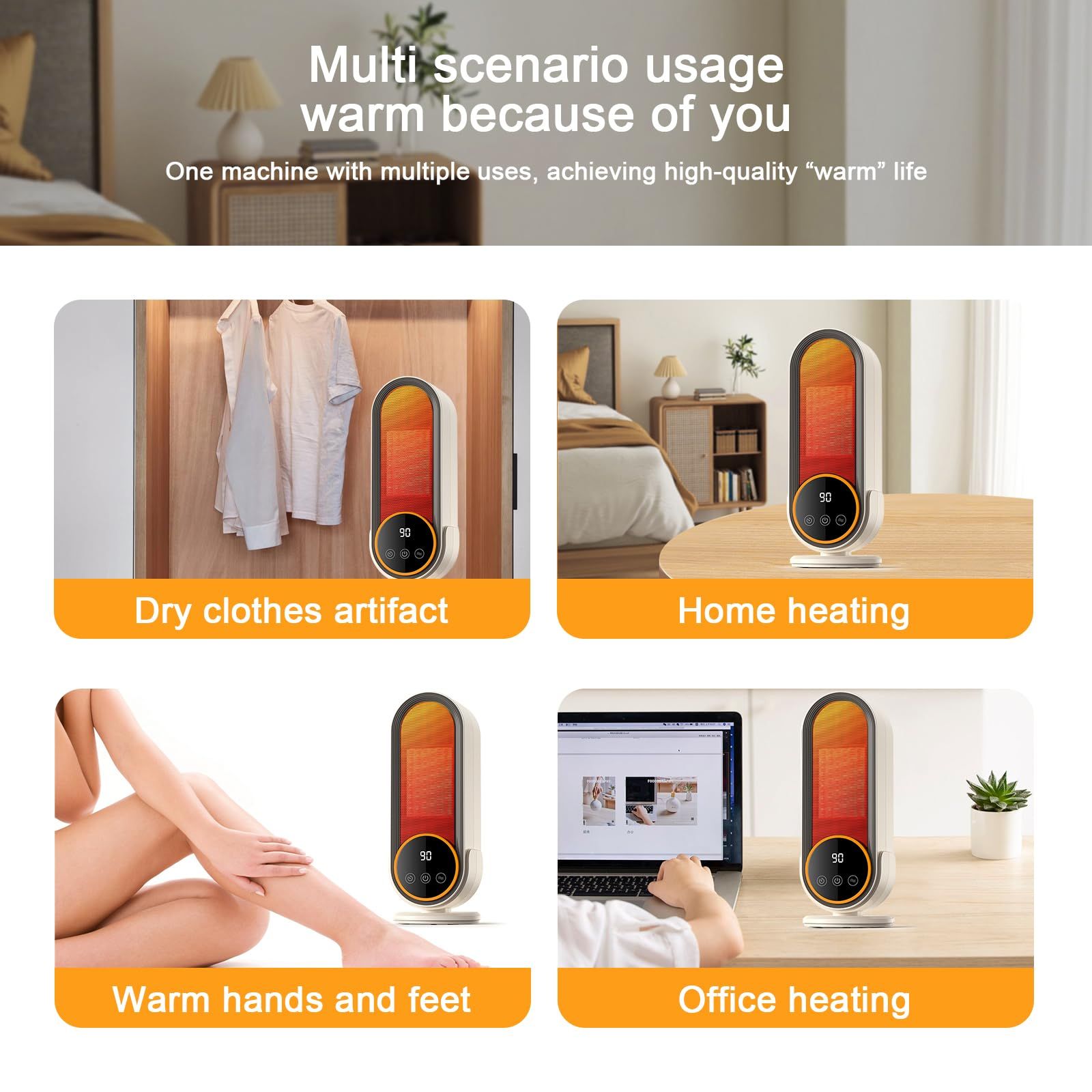 Space Heaters for Indoor Use with Remote, 2s Efficient Heating, Overheat & Tilt Protection, 1200W PTC Ceramic Portable Heater with Display, Timer, Two-Speed, Electric Heater for Bedroom Office,Basic Version