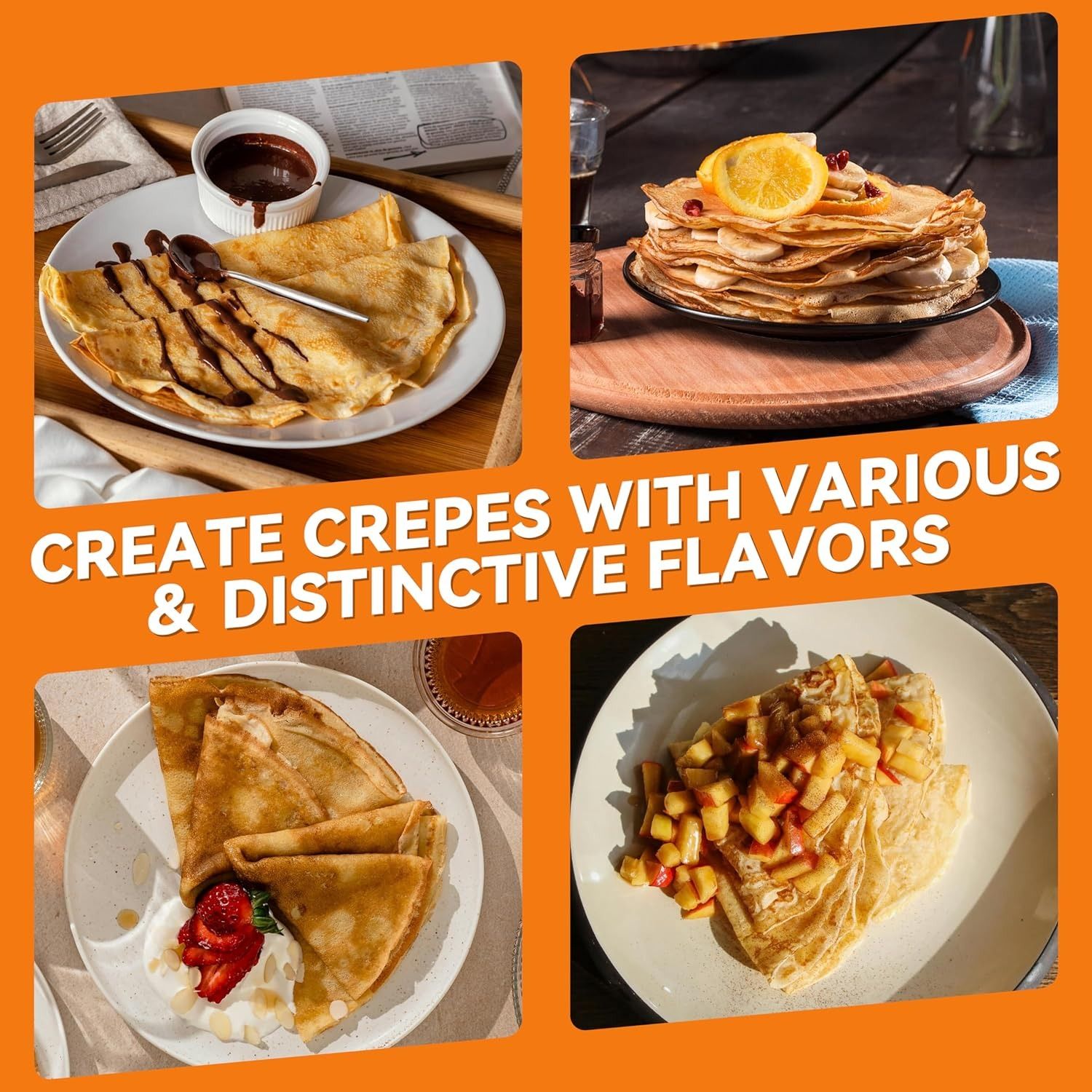 Electric Crepe Maker, 8-Inch Portable Nonstick Crepe Machine with Handle, Compact Household Pancake & Tortilla Maker for Eggs, Crepes, Blintzes, and Wraps