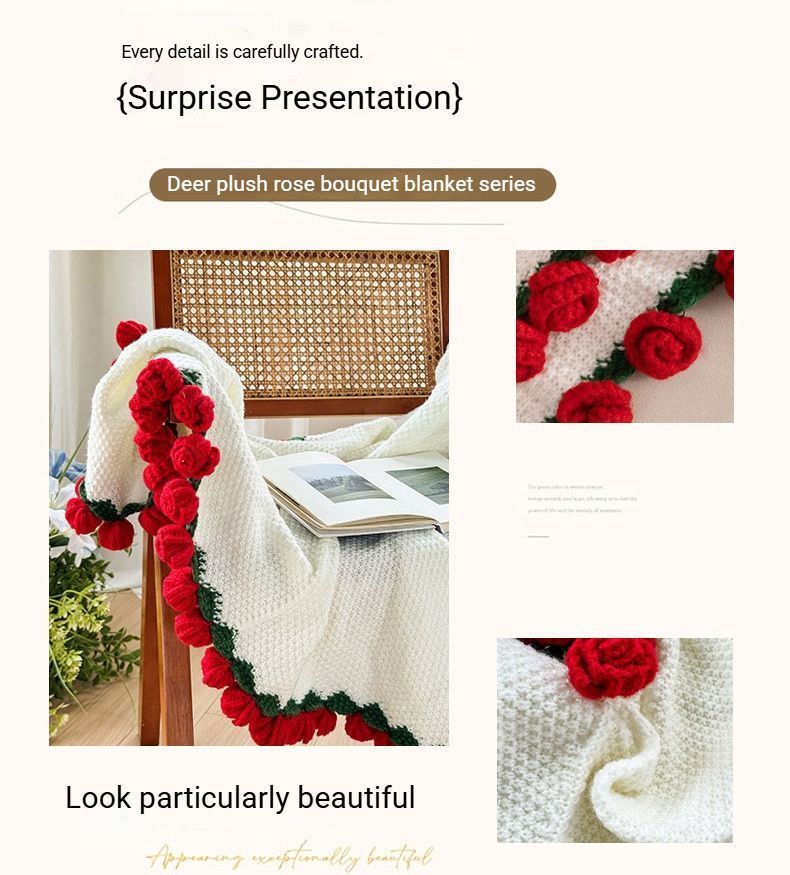 52 Pink Flowers Beige Blanket Diameter Approximately 110CM