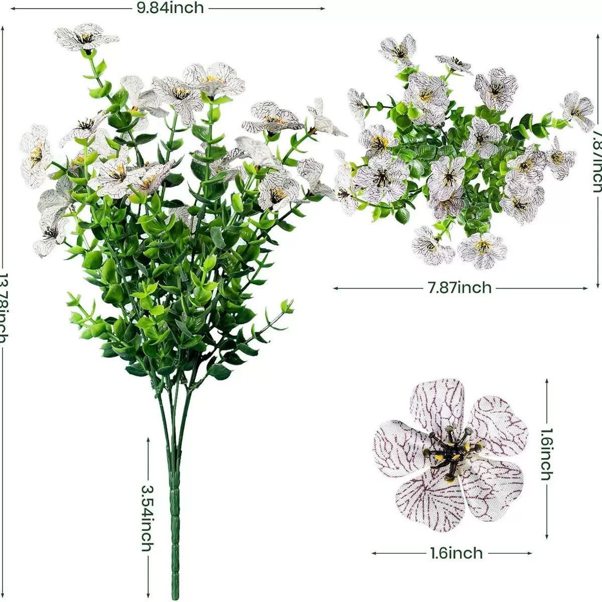 7 Heads 35 Mesh Eucalyptus Violet Light Blue 21 Bunches