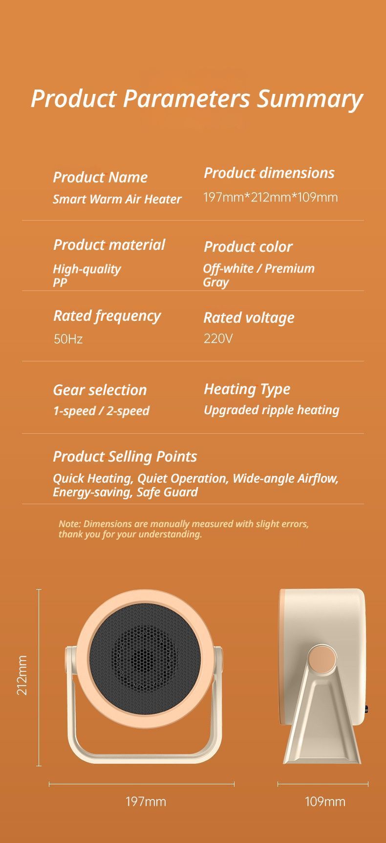 Desk heater grey