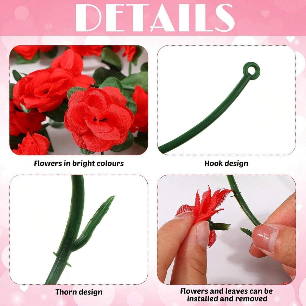 Artificial Rose Vine-Hot Pink & Pink Mixed 2.5m