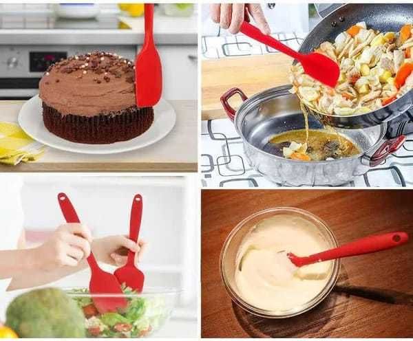 6Pcs Food-Grade Silicone Scraper Set, Baking Cream Spatulas (Orange)(2 set/12PCS)