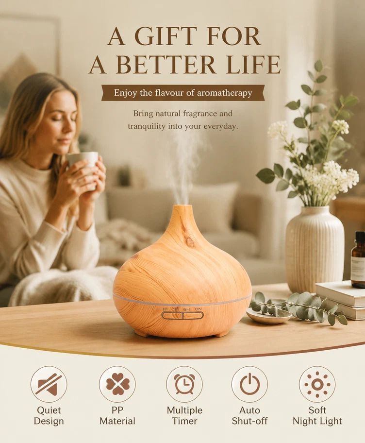 2 Pack Onion Diffuser Light Wood + Remote, 24V AU Plug, Holiday Gift Pair