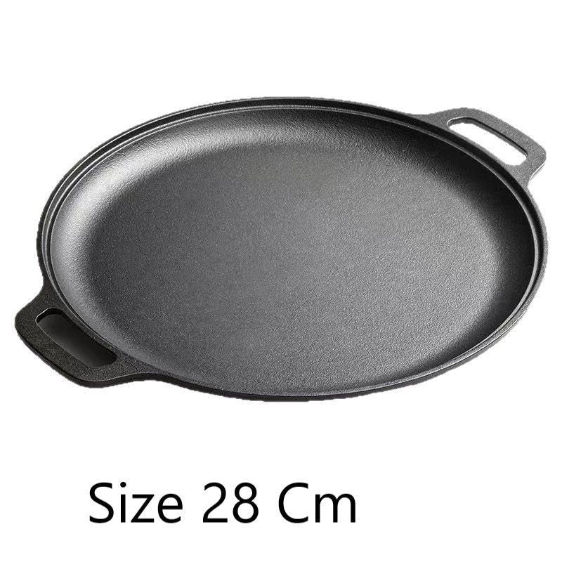 Thick Uncoated Cast Iron Flat Griddle With Twin Handles, Solid Iron Pan for Pancakes, Pork Chops & Outdoor Grilling, Multi-Stove Compatible Cookware, Christmas & Halloween Gift for Home Cooks