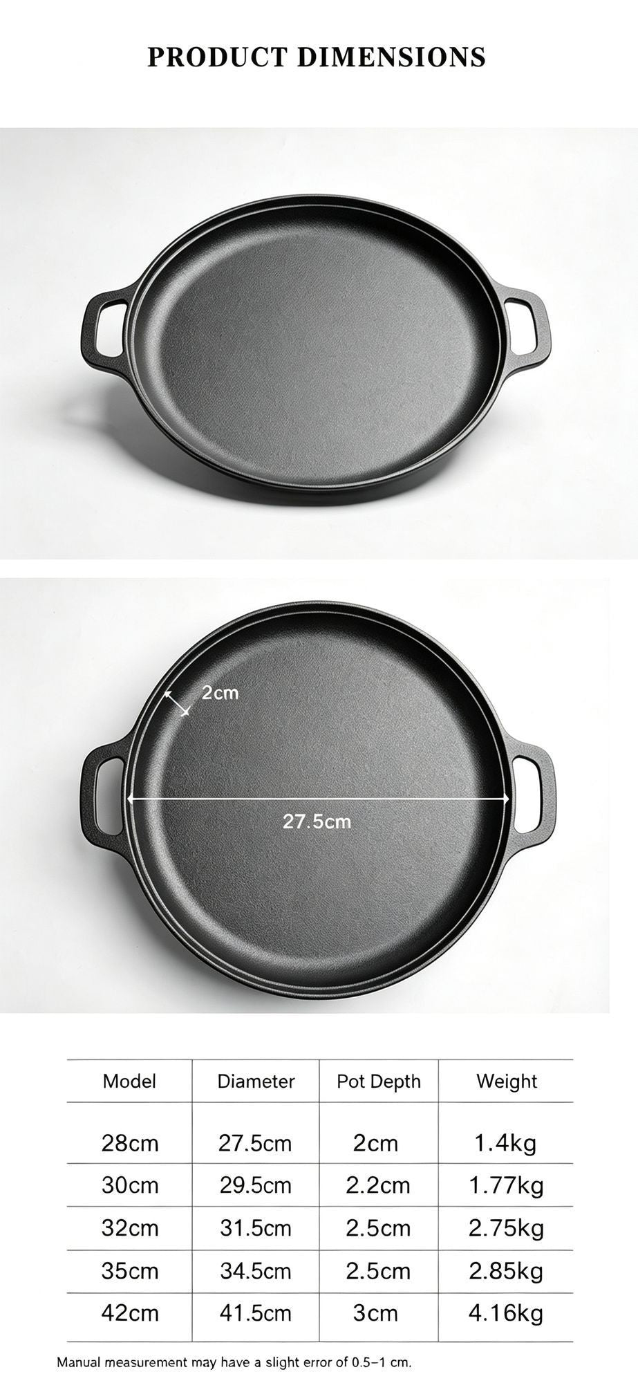 Thick Uncoated Cast Iron Flat Griddle With Twin Handles, Solid Iron Pan for Pancakes, Pork Chops & Outdoor Grilling, Multi-Stove Compatible Cookware, Christmas & Halloween Gift for Home Cooks