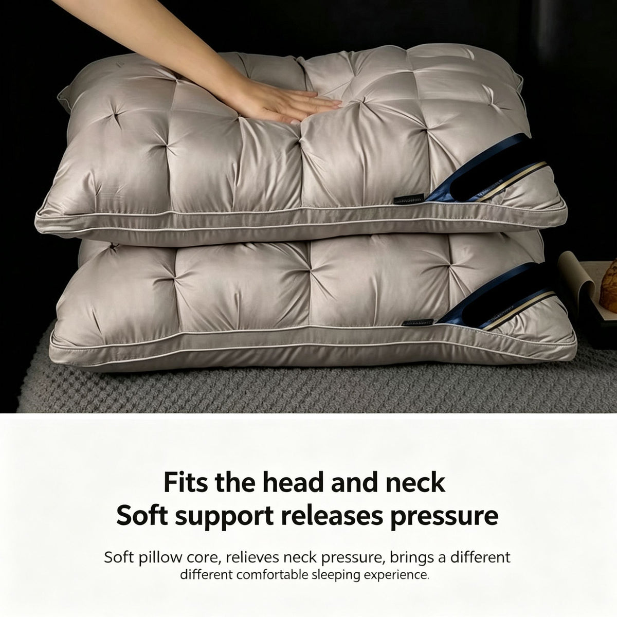 Twisted Dark Grey High Loft Pillow Pair | 950g Per Piece | Thickened Supportive Sleep Pillow Set, Christmas High Loft Sleep Set for Side Sleepers