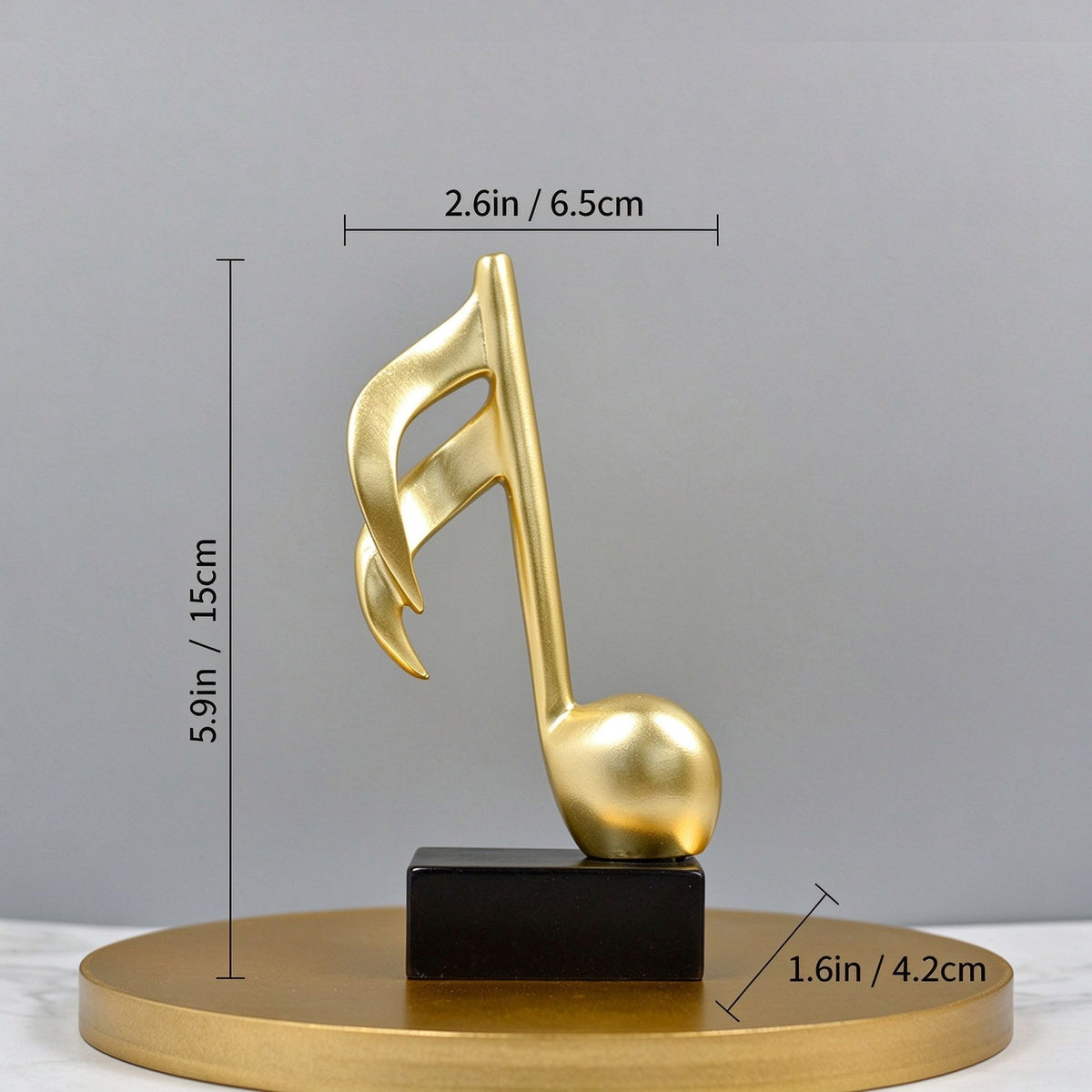 Golden Musical Note Resin Ornament, Hand‑Crafted Desktop Home Decor, Christmas Holiday Tabletop Decoration Gift