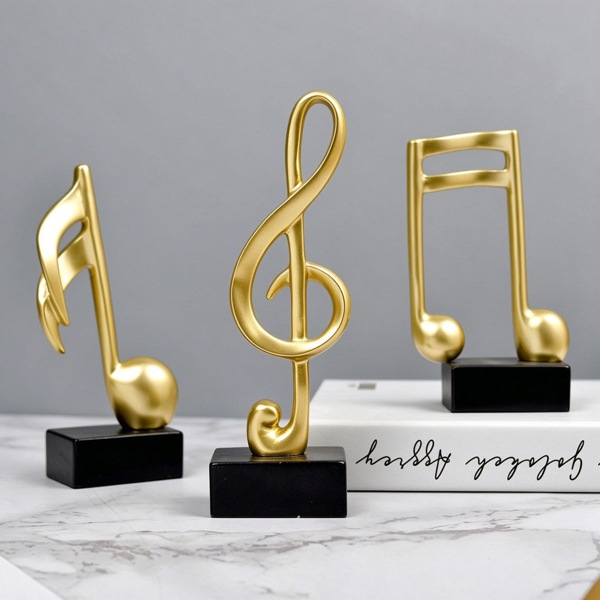 Artistic Music Element Resin Craft, Decorative Golden Note Figurine for Entryway, Halloween Party Display Ornament