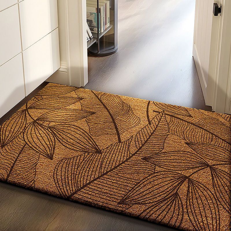 Golden Leaf Shadow Slip-Resistant Front Mat 40x60cm Faux Coir Low Profile Hallway Dirt Barrier Halloween Welcome