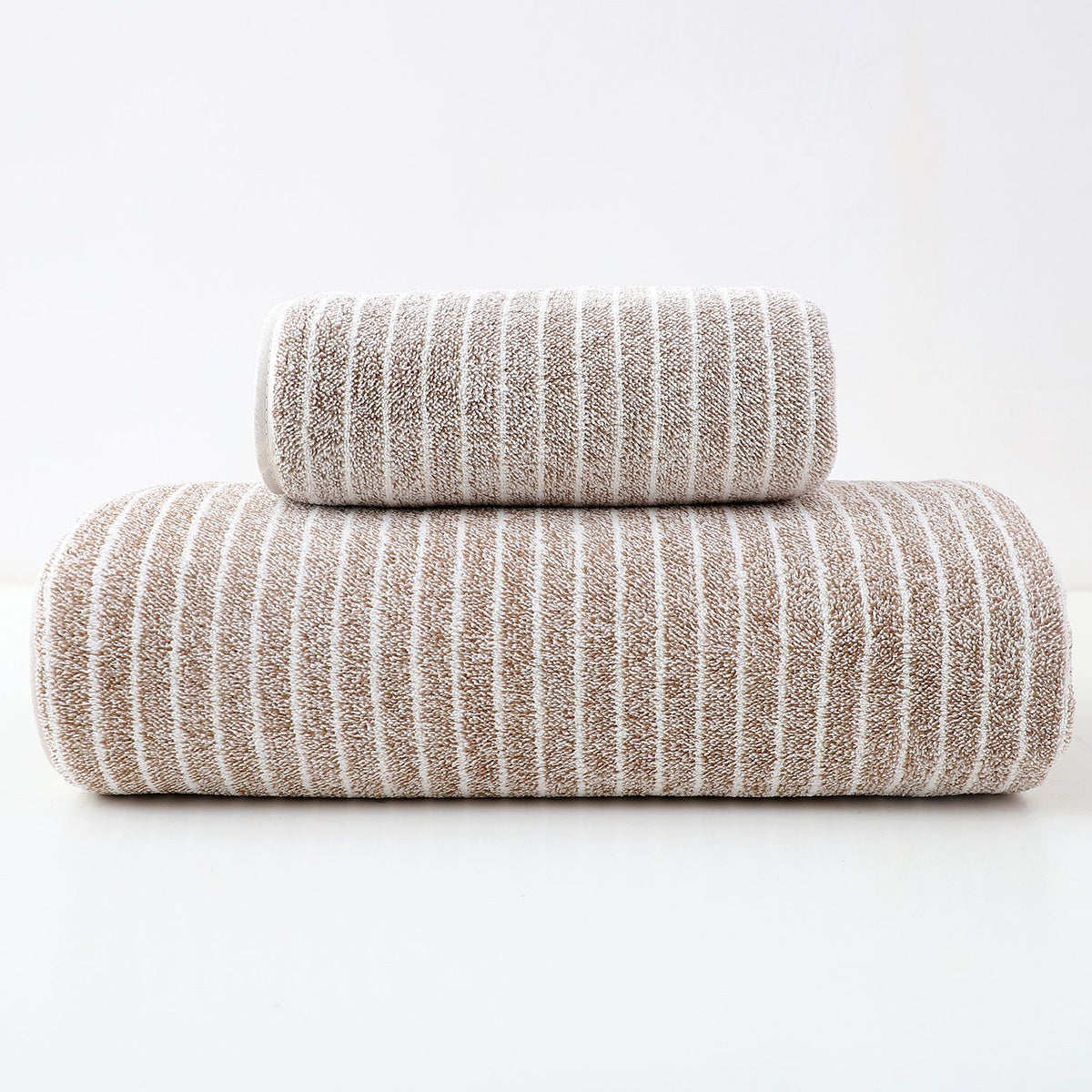 6pcs Green Wide Stripe Towel Set Coral Fleece Bath Towel Face Cloth Bathroom Travel
