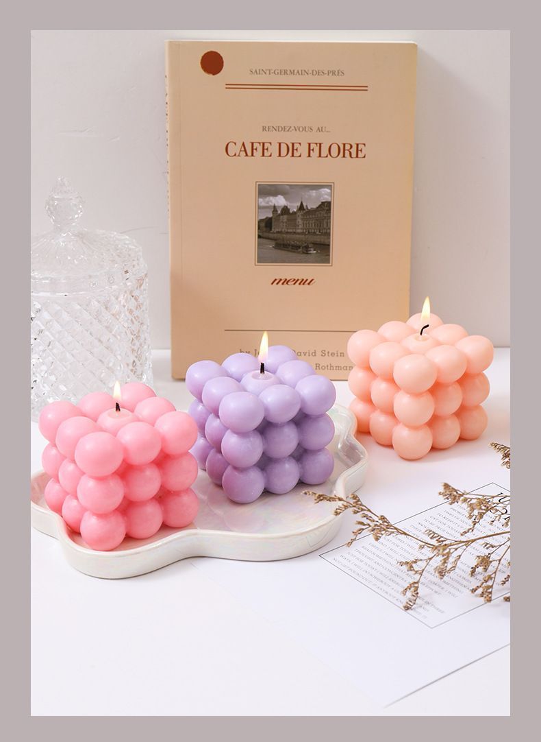3Pcs green Rubik's Cube Scented Candle Home Decor Ornaments