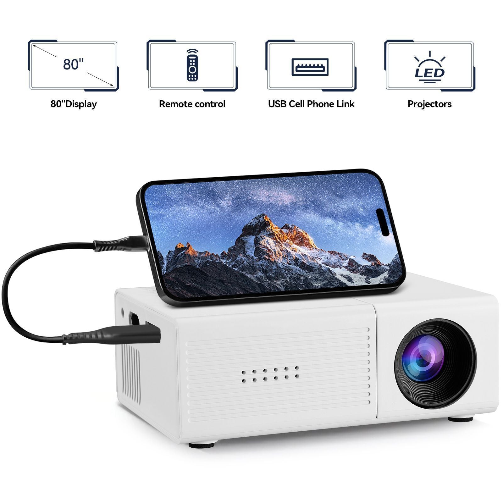 M3S Mini Projector White USB-Powered