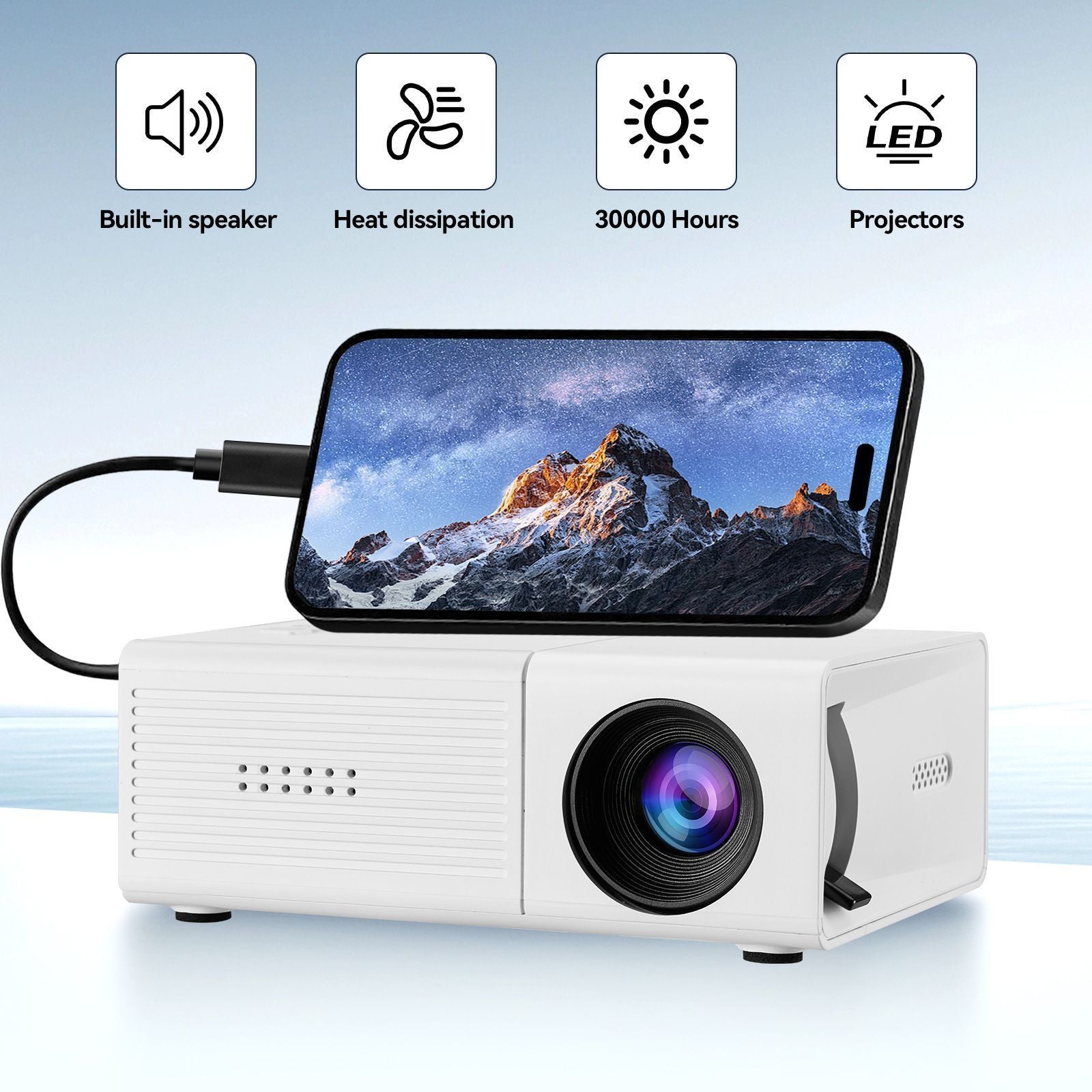 M3S Mini Projector White USB-Powered