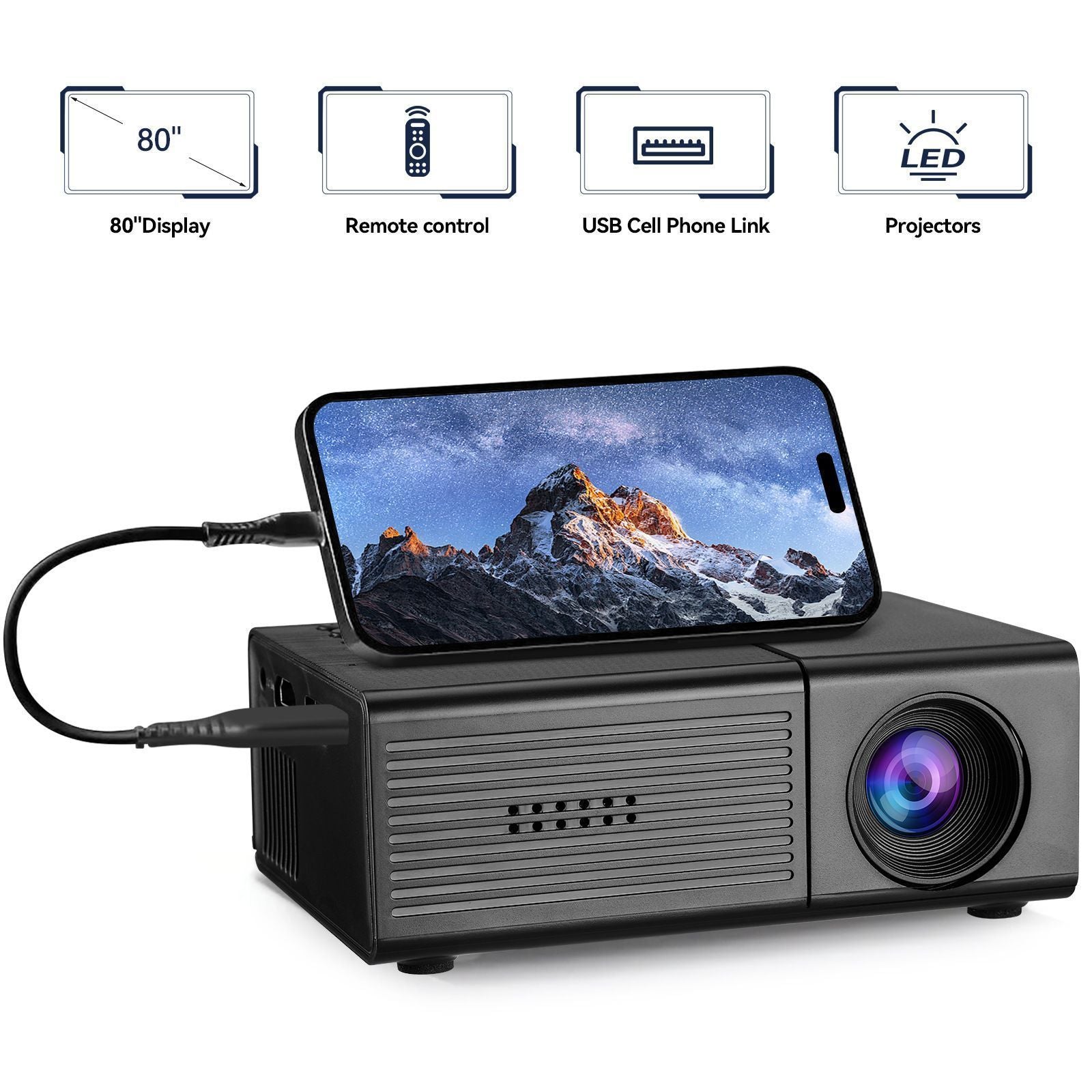 M3S Mini Projector Black USB-Powered