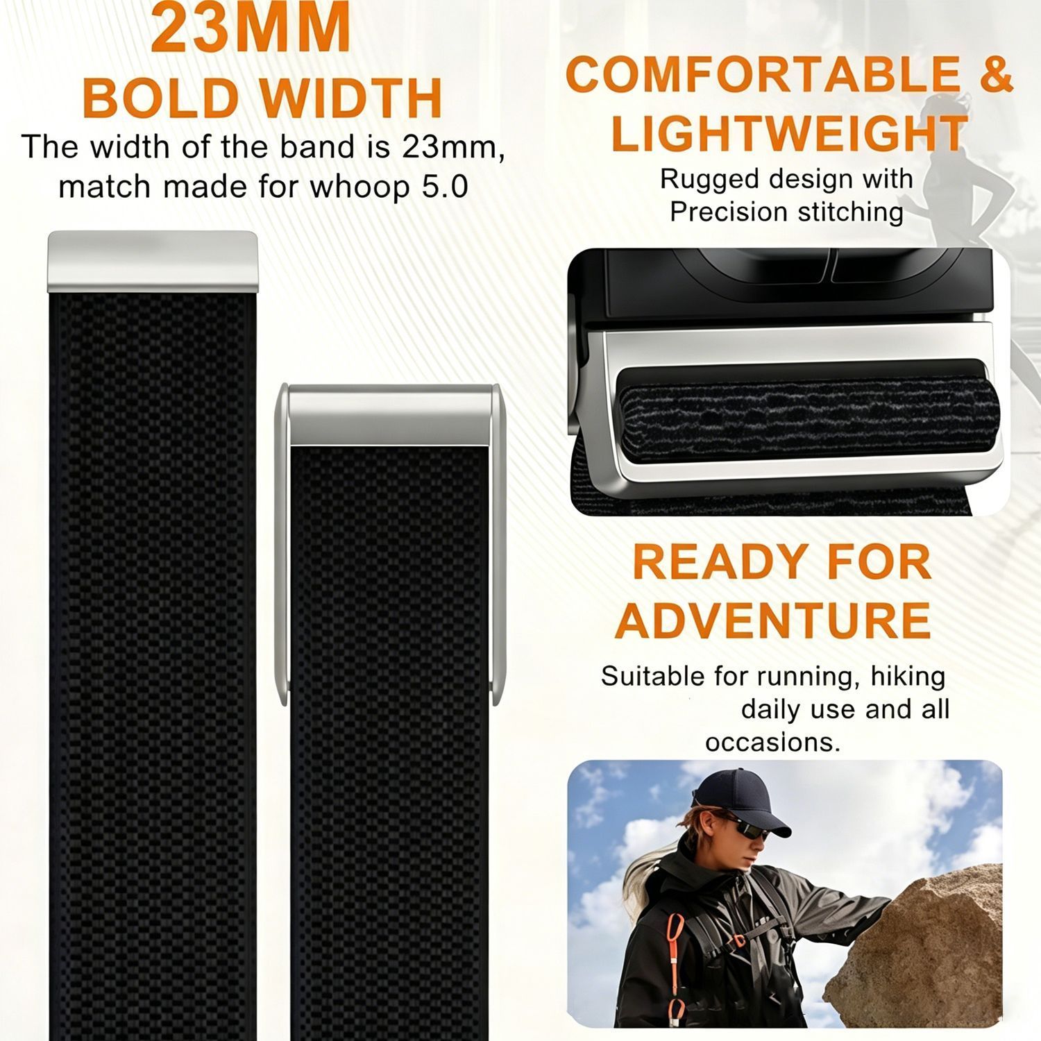 Nylon Sport Watch Strap - Black