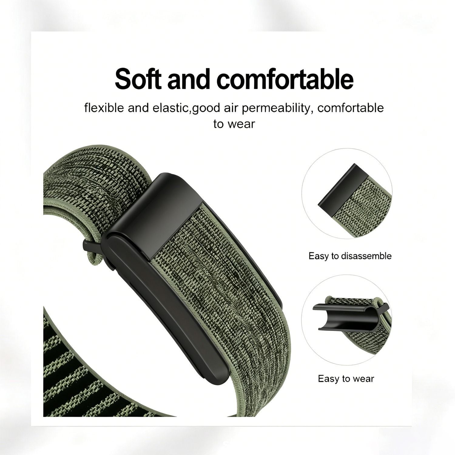 Nylon Sport Watch Strap - Diamond Blue with Black Buckle